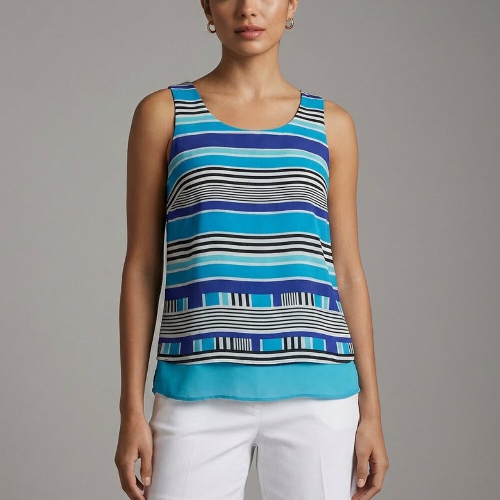 New,  Anthropologie Rose + Olive Chiffon Striped Layered Top